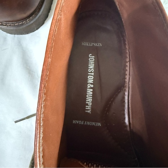 JOHNSTON & MURPHY Brown Leather Chukka Boots Sheepskin Gum Soles 10.5 Cushioned - Picture 9 of 9